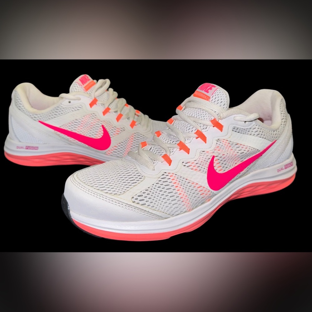 Women's Nike Dual Fusion Run 3 Running Shoes653594-100 White/Hyper Pink Size 8.5
